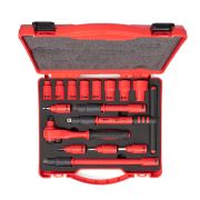 Набор диэлектрического инструмента 3/8« НИИ-16 серия ПРОФИ торцевые шестигранные головки с трещоткой 3/8» для работ под напряжением до 1000 В, стандарт VDE