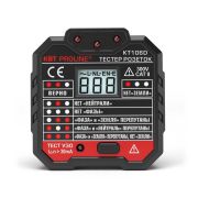 Тестер розеток и УЗО KT 106D серия PROLINE со светодиодной индикацией и ЖК-дисплей с указанием величины напряжения в сети